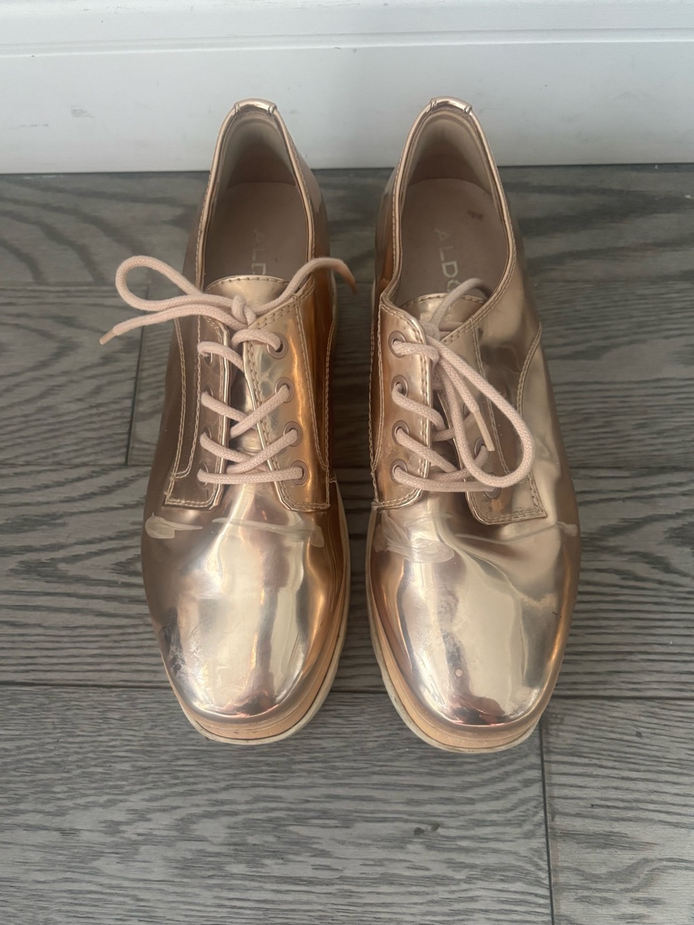 ALDO Metallic Rose Gold Lace-Up Women's Oxfords